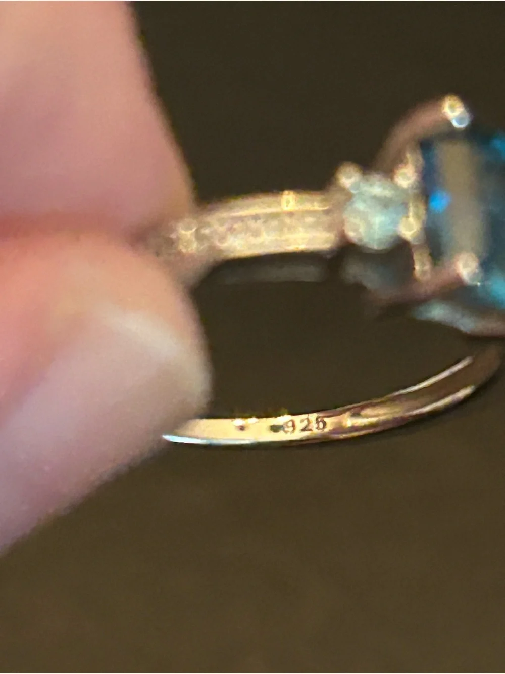 1.64CT Square-Cut London Blue Topaz & .30CT White Zircon Gemstone Ring Set in SS